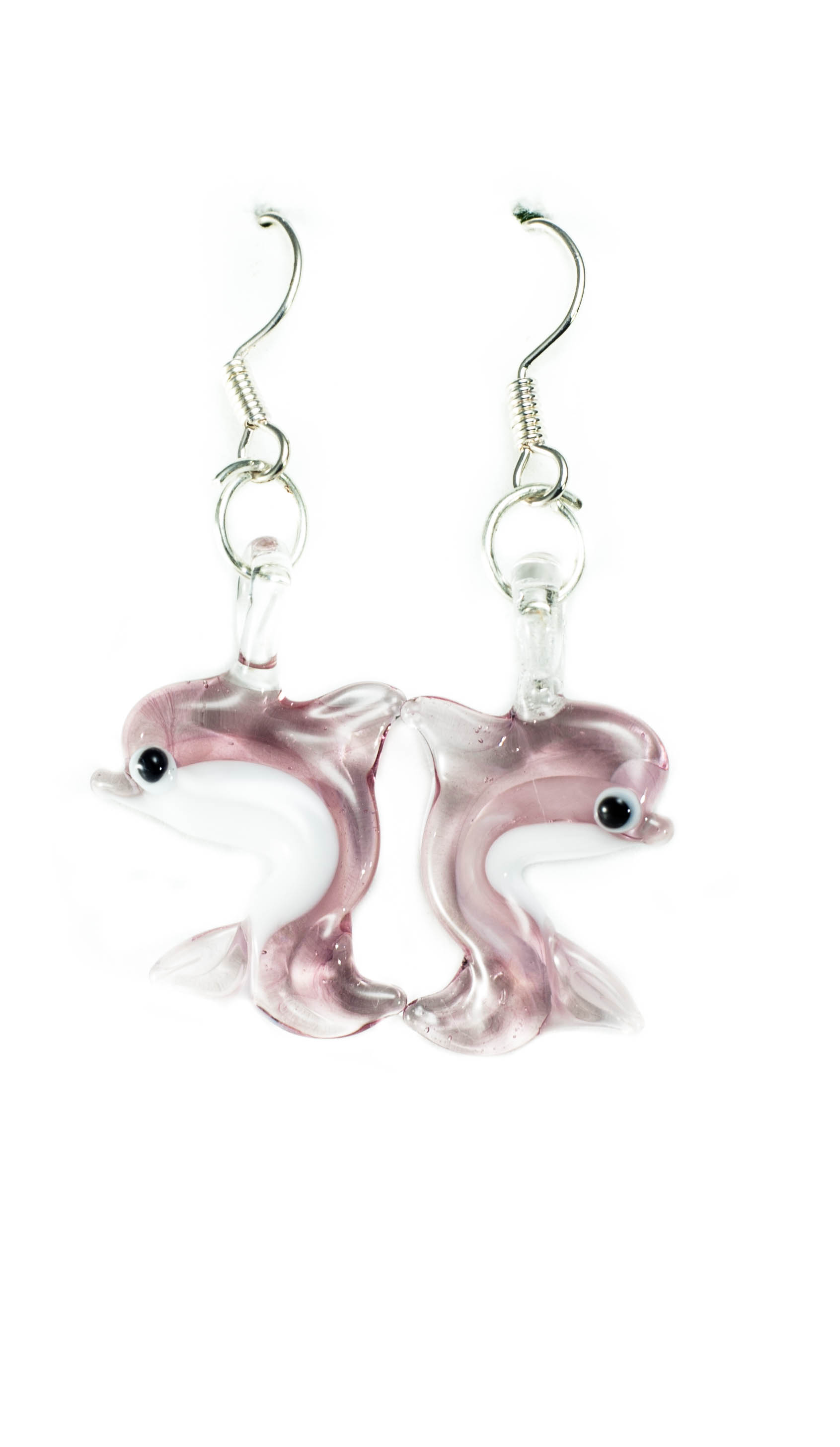 Naušnice Delfini roza prozirna